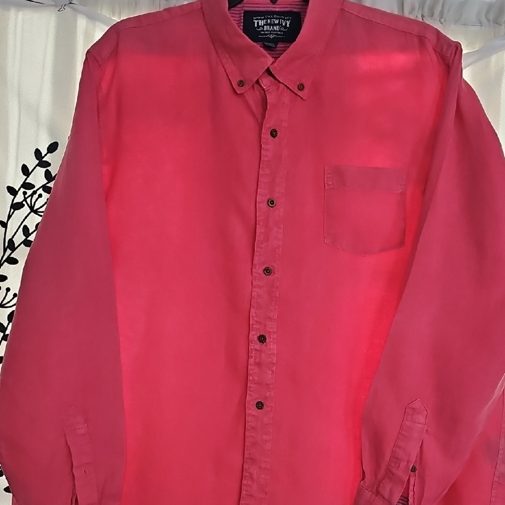 THE NEW IVY Men's 2XL Red LINEN Shirt